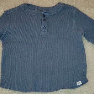 GAP Kids Slate Blue Waffle Henley Long Sleeve